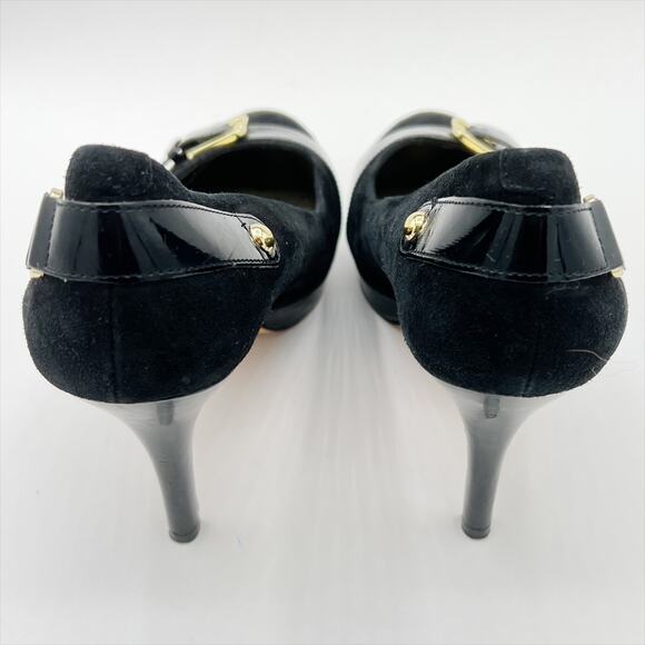 Antonio Melani Round Toe Platform Suede Leather Pumps Black 9.5 - Picture 9 of 10